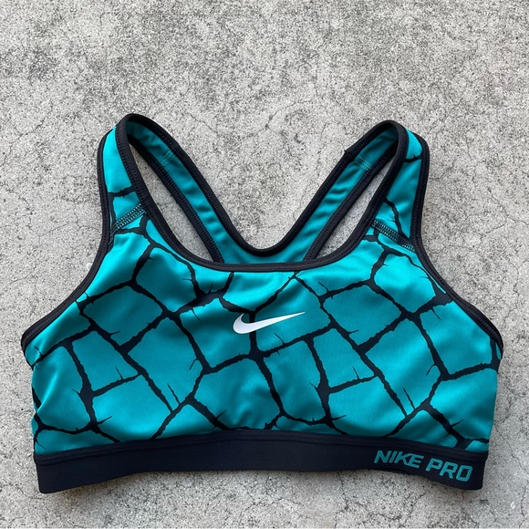 Nike Pro teal Dri-Fit Classic Giraffe Racerback Sports Bra Womans Size Medium - Picture 2 of 6